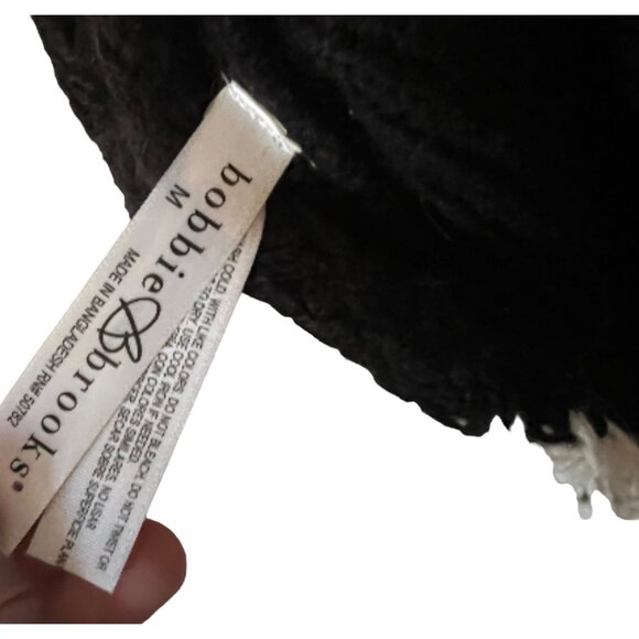 Bobbie Brooks Striped Crochet Cardigan Sz Medium Black White Grey - Picture 5 of 7